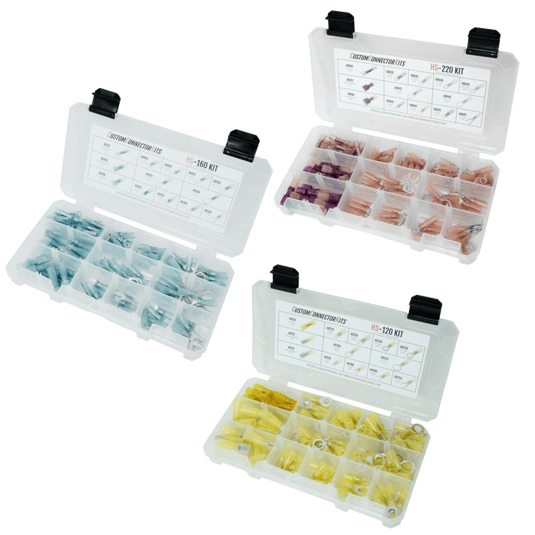 3 Pack Hillsdale Heat Shrink Solderless Solutions Kit Bundle for Stud Size 4, 6, 8, 10, 1/4, 5/16, 3/8, 1/2, 22-10 AWG Pro Kit Hillsdale