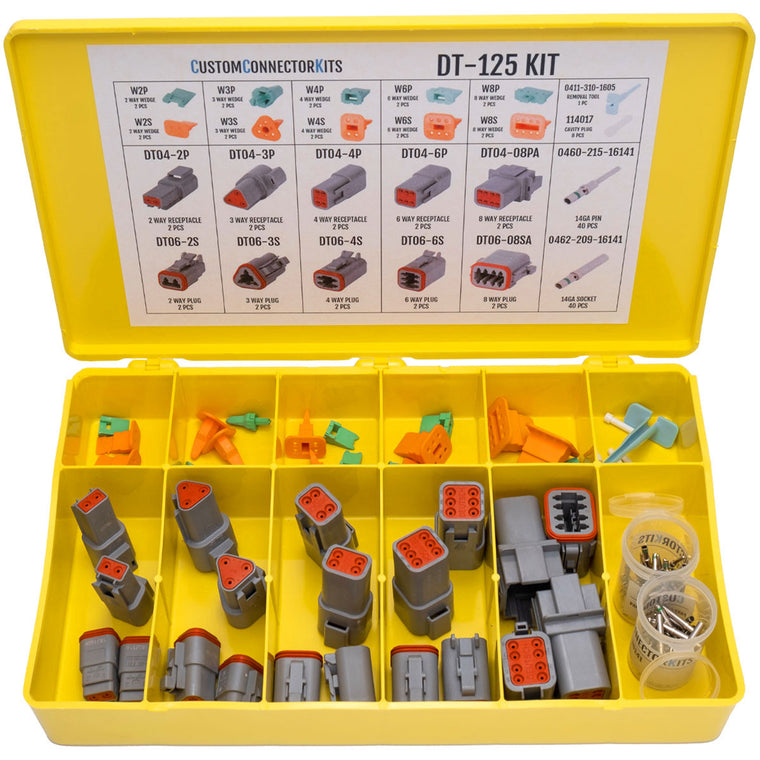 DT-125 - DEUTSCH DT 125 Piece 2-8 Way Gray Electrical Connector Kit with Solid Contacts Pro Kit DEUTSCH