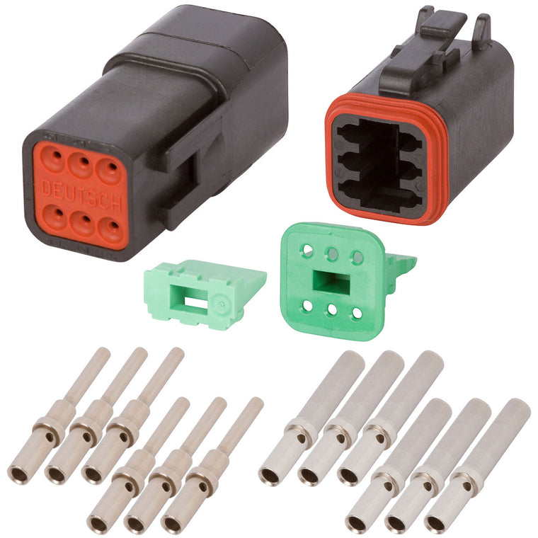 DTE06_20-16N DEUTSCH DT 6 Way Black Enhanced Seal Connector Assembly Kit Mini Kit DEUTSCH 20-16 AWG Nickel