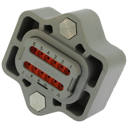 DT04-12PA-LE05 - DEUTSCH DT 12 Way Gray Flanged Receptacle Connector with End Cap, A Key Connector DEUTSCH
