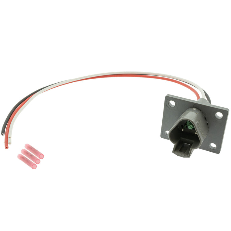 DT04-3P-L012_PT18 DT04-3P-L012 DEUTSCH DT 3 Way Gray Flanged Receptacle 1' Pigtail (Choose Wire Gauge) Pigtail DEUTSCH 22-18 AWG
