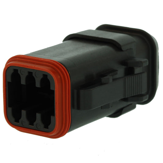 DT06-6S-EP11 - DETUSCH DT 6 Way Black Plug Connector w/ Reduced Diameter Seal, Enhanced Seal Retention, Shrink Boot Modification Connector DEUTSCH
