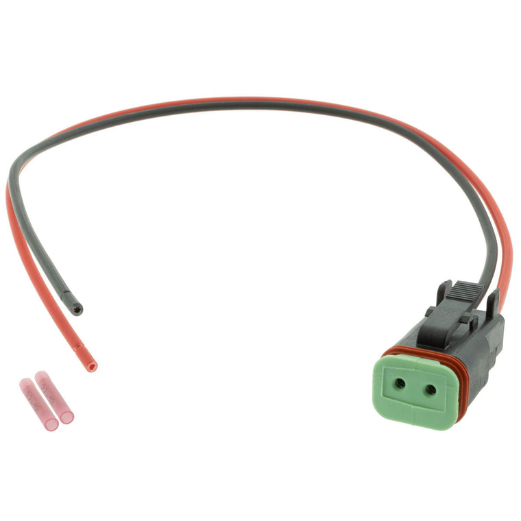 DT06-2S-P012_PT18 DT06-2S-P012 DEUTSCH DT 2 Way Black Plug 1' Pigtail (Choose Wire Gauge) Pigtail DEUTSCH 22-18 AWG