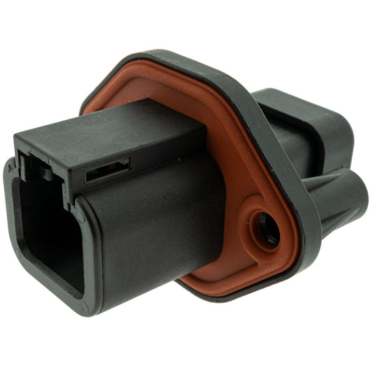 ATP04-2P-PM07GEC - Amphenol ATP 2 Way Black Flanged Receptacle with End Cap Connector Amphenol