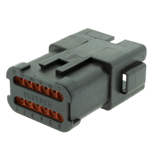 DT04-12PB-BE02 - DEUTSCH DT 12 Way Black Receptacle Connector with End Cap, Enhanced B Key Connector DEUTSCH