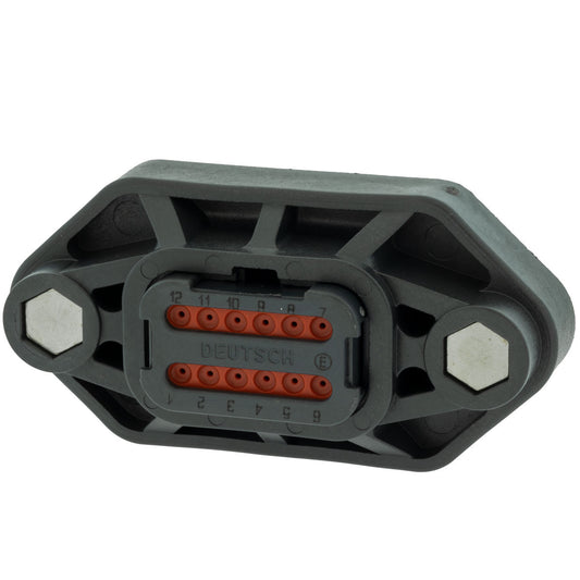 DT04-12PB-CL11 - DEUTSCH DT 12 Way Black Receptacle Connector with Sealed Flange Mount, Reduced Diameter Seals, B Key Connector DEUTSCH