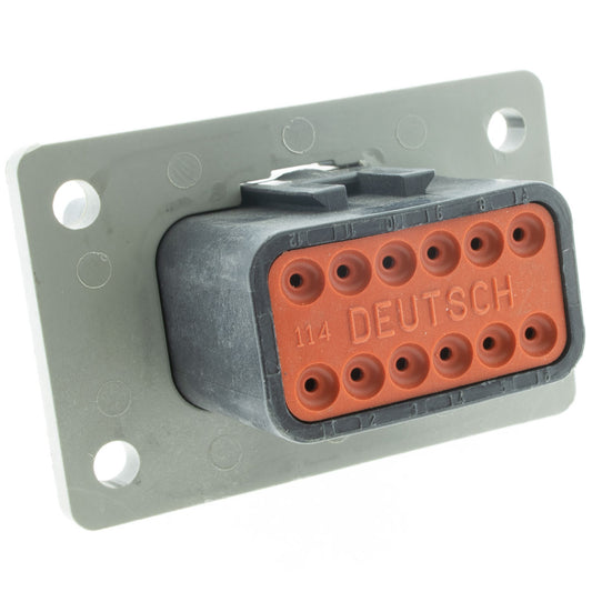 DT04-12PB-L012 - DEUTSCH DT 12 Way Black Receptacle Connector with Flange Mount, B Key Connector DEUTSCH