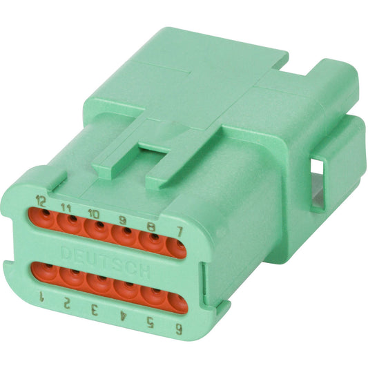DT04-12PC-BE02 - DEUTSCH DT 12 Way Green Receptacle Connector with End Cap, Enhanced C Key Connector DEUTSCH