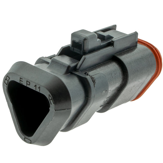 DT06-3S-EP11 - DEUTSCH DT 3 Way Black Plug Connector with Shrink Boot Modification, Enhanced Seal Retention Connector DEUTSCH