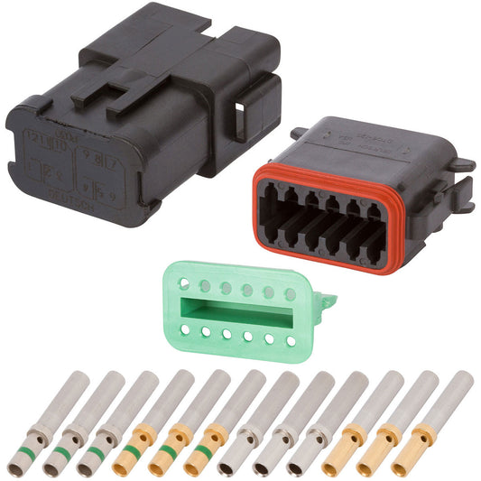 DT04-12PB-P030 DEUTSCH DT 12 Way Black Quadruple (3/3/3/3) Bussed Connector Assembly Kit Mini Kit DEUTSCH