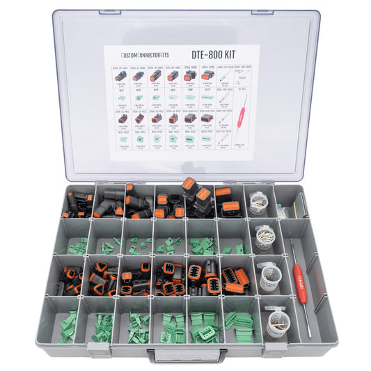 DTE-800 - DEUTSCH DT 802 Piece 2-12 Way Black Electrical Connector Kit with Solid Contacts Pro Kit DEUTSCH