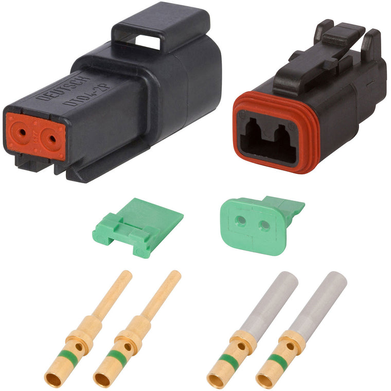 DTE02_14G DEUTSCH DT 2 Way Black Enhanced Seal Connector Assembly Kit Mini Kit DEUTSCH 14 AWG Gold
