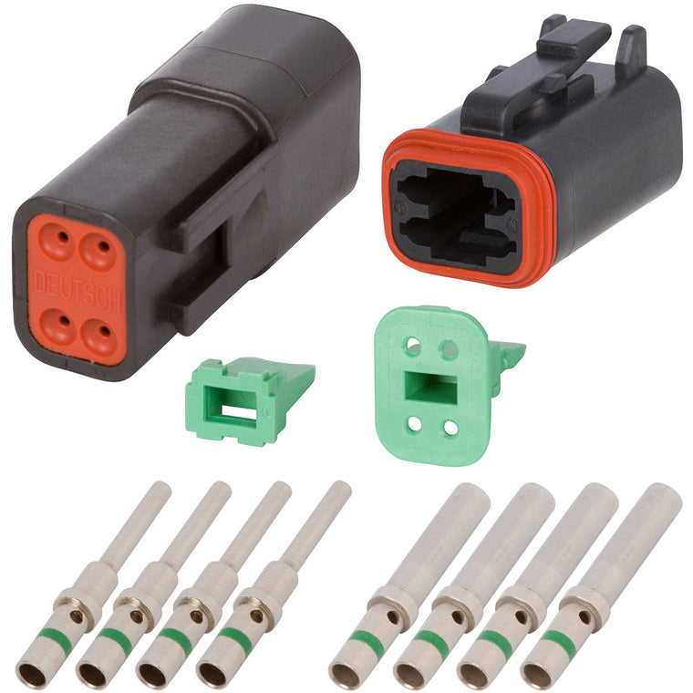 DTE04_14N DEUTSCH DT 4 Way Black Enhanced Seal Connector Assembly Kit Mini Kit DEUTSCH 14 AWG Nickel