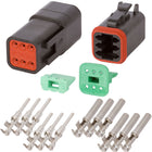 DTE06_18-14NS DEUTSCH DT 6 Way Black Enhanced Seal Connector Assembly Kit Mini Kit DEUTSCH 18-14 AWG Nickel, Stamped