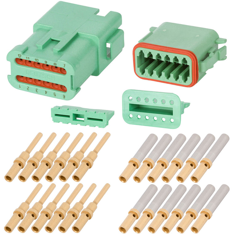 DTG12_20-16G DEUTSCH DT 12 Way Green Connector Assembly Kit, C Key Mini Kit DEUTSCH 20-16 AWG Gold