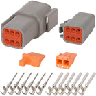 DTM06_22NS DEUTSCH DTM 6 Way Gray Connector Assembly Kit Mini Kit DEUTSCH 22-16 AWG Nickel Stamped